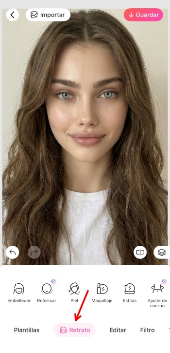 BeautyPlus App Screenshot ES - change hair color portrait