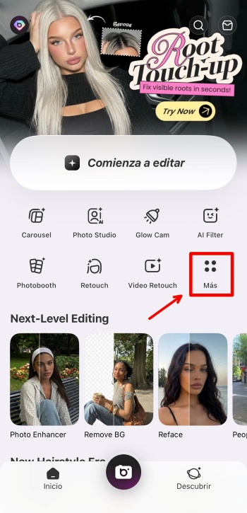 BeautyPlus App Screenshot ES - ai image chat edit more