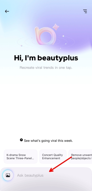BeautyPlus App Screenshot ES - ai image chat edit prompt