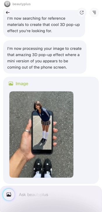 BeautyPlus App Screenshot ES - ai image chat edit result