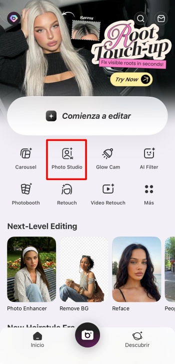 BeautyPlus App Screenshot ES - ai image photo studio tool icon