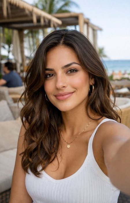 Modelo de cabelo castanho