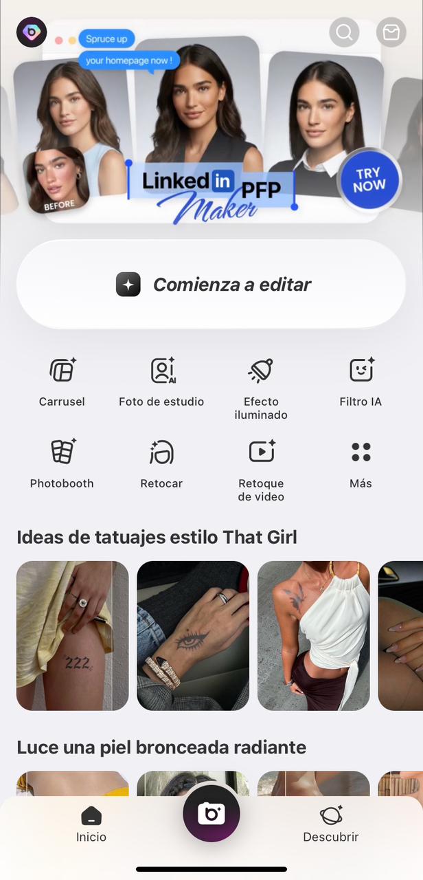 Abre la app de BeautyPlus y haz clic en “Carrusel”.