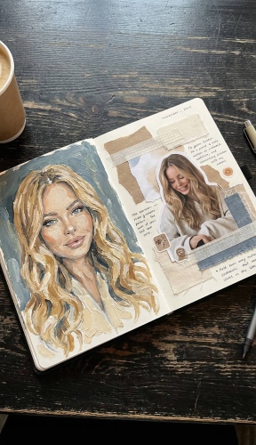 ai image - example sketchbook on table