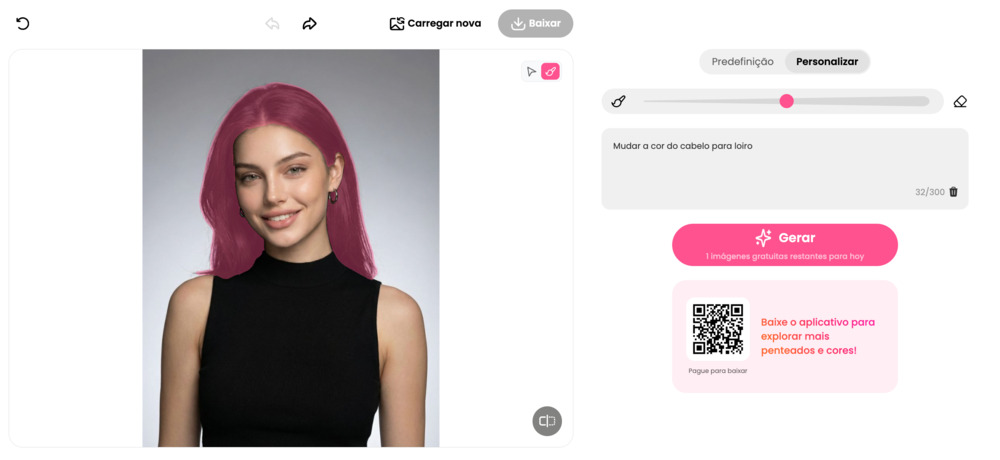 Como usar o BeautyPlus para mudar o penteado — Modo Personalizado