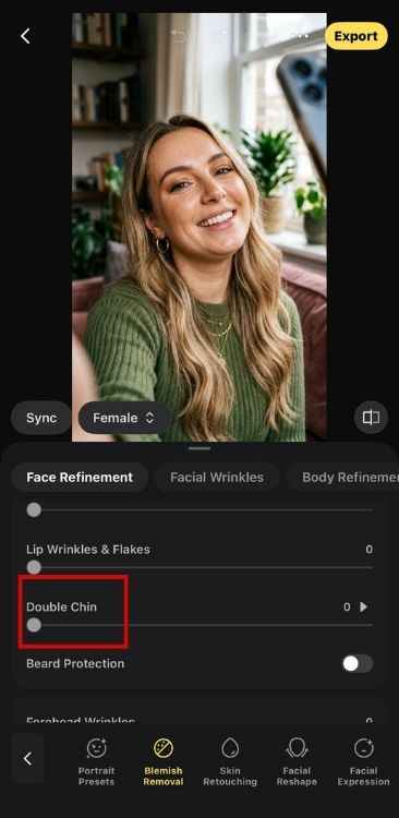 how-to-remove-double-chin-on-evoto-app-step3