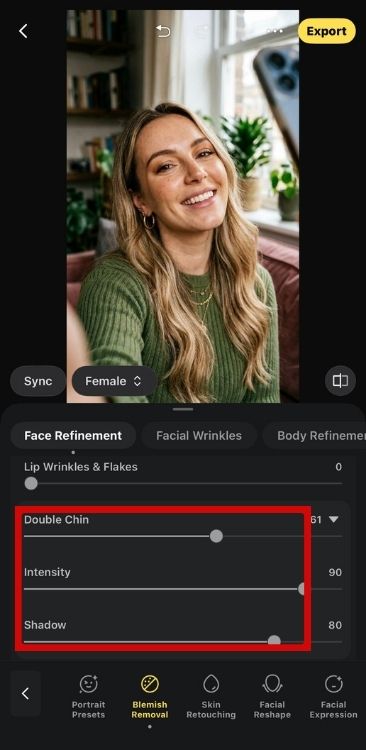 how-to-remove-double-chin-on-evoto-app-step4