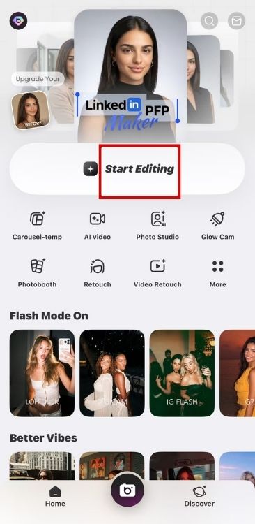 how to use eyebrows filter on beautyplus step1
