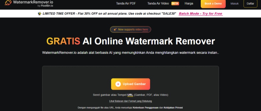 Menghilangkan Watermark Foto-Watermarkremover.io