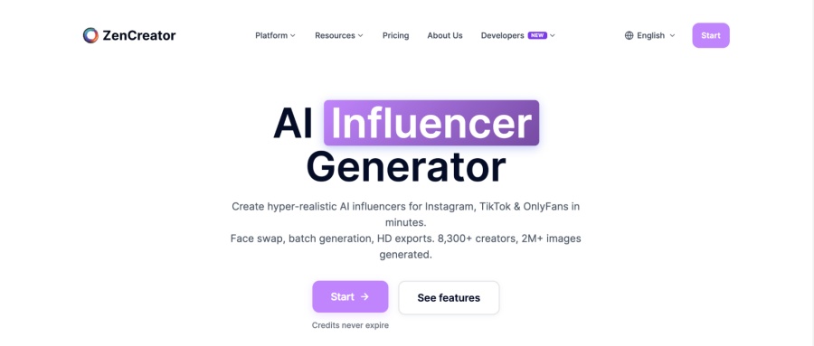 best ai influencer generator-ZenCreator