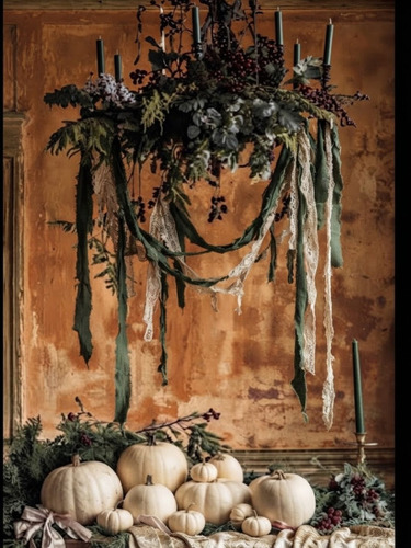 halloween photo booth ideas06-pumpkin floral decor